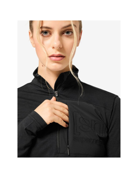 Longsleeve termoaktywny damski super.natural w sierra140 pocket zip 1/4 czarna