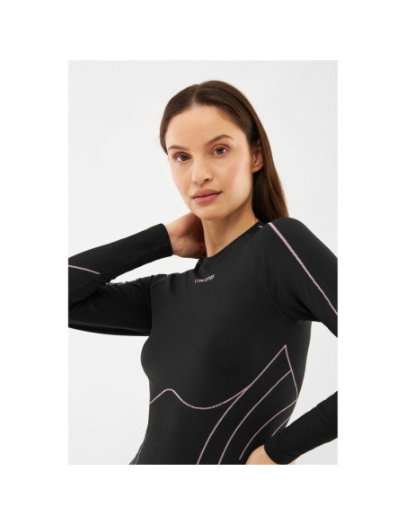 Bielizna damska viking etna 2.0 lady longsleeve bamboo czarno-fioletowa