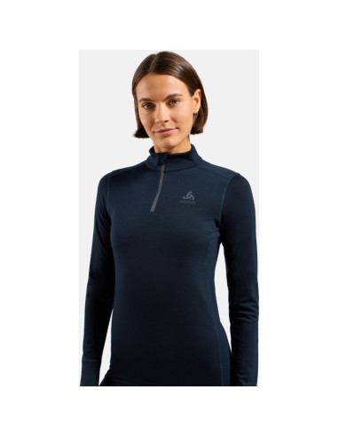 Koszulka termoaktywna z długim rękawem damska odlo merino 200 bl top turtle neck l/s half zip granatowa