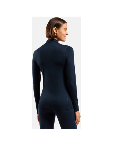 Koszulka termoaktywna z długim rękawem damska odlo merino 200 bl top turtle neck l/s half zip granatowa