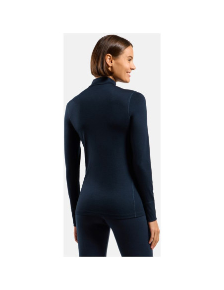 Koszulka termoaktywna z długim rękawem damska odlo merino 200 bl top turtle neck l/s half zip granatowa