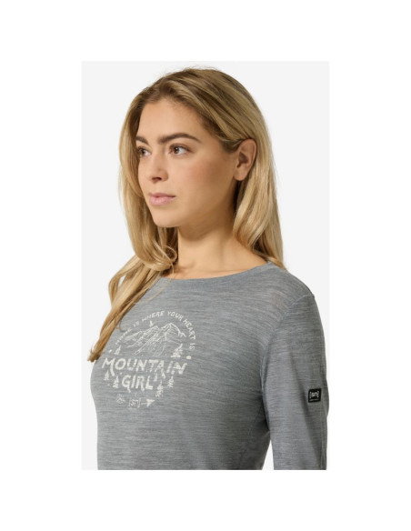 Koszulka termoaktywna z długim rękawem damska super.natural w mountain girl ls szara