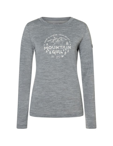 Koszulka termoaktywna z długim rękawem damska super.natural w mountain girl ls szara