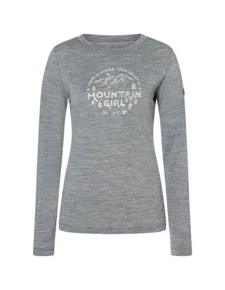 Koszulka termoaktywna z długim rękawem damska super.natural w mountain girl ls szara