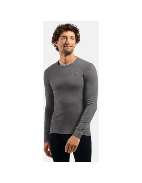 Koszulka termoaktywna z długim rękawem męska odlo active warm bl top crew neck l/s szary