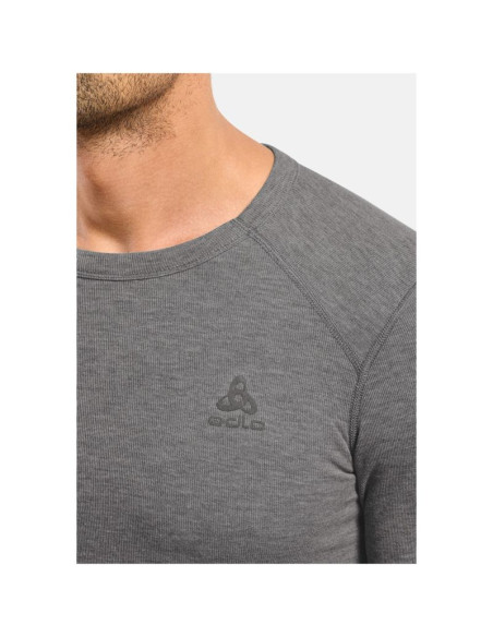 Koszulka termoaktywna z długim rękawem męska odlo active warm bl top crew neck l/s szary