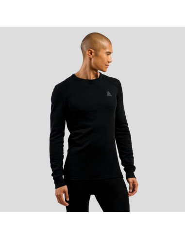 Koszulka termoaktywna z długim rękawem męska odlo active warm bl top crew neck l/s czarna