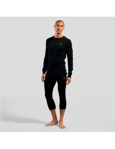 Koszulka termoaktywna z długim rękawem męska odlo active warm bl top crew neck l/s czarna