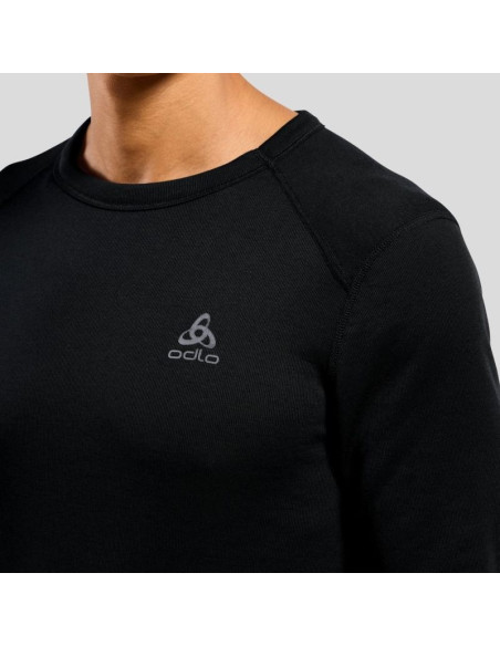 Koszulka termoaktywna z długim rękawem męska odlo active warm bl top crew neck l/s czarna