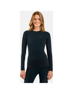 Koszulka termoaktywna damska odlo performance warm bl top crew neck l/s czarna 2