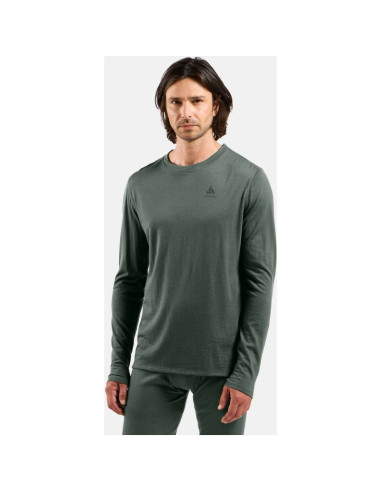 Bielizna termoaktywna z długim rękawem odlo bl top crew neck l/s merino 160 zielona