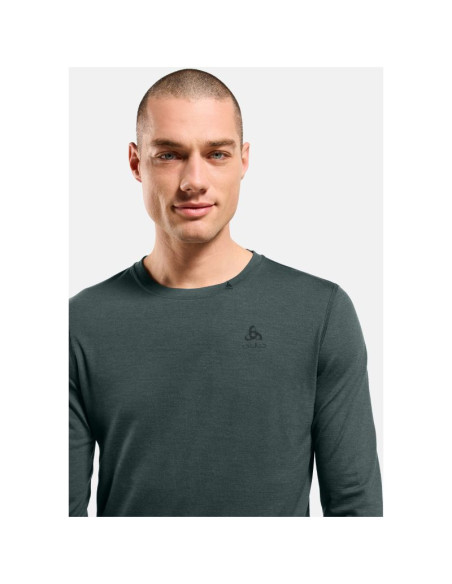 Bielizna termoaktywna z długim rękawem odlo bl top crew neck l/s merino 200 zielona