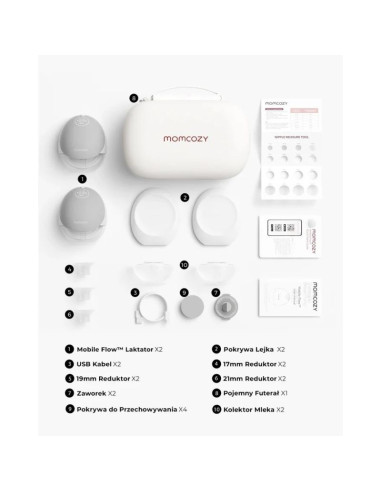 Momcozy m9 – bezprzewodowy laktator hands-free, szary, zestaw podwójny
