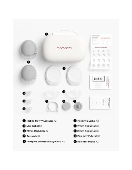 Momcozy m9 – bezprzewodowy laktator hands-free, szary, zestaw podwójny