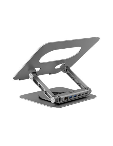 Unitek podstawka pod laptop z hub usb-c 5w1 2x usb-a hdmi 2.0 rj45 pd100w