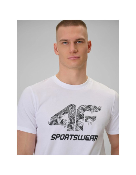 T-shirt regular z nadrukiem męski 4f 4fraw25ttshm3611-10s