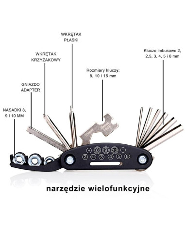 Zestaw narzędzi do naprawy roweru 14 elementów dunlop