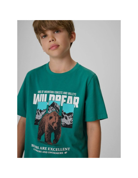 T-shirt regular z nadrukiem chłopięcy 4f 4fjkaw26ttshm4456-46s