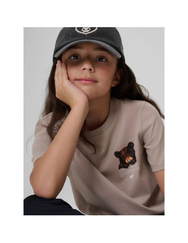 T-shirt regular z nadrukiem dziewczęcy 4f 4fjkaw26ttshf4424-83s