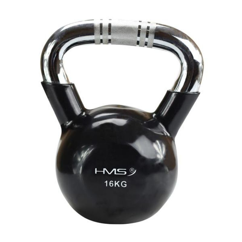 Kettlebell żeliwny uchwyt chrom radełkowany hms ktc20