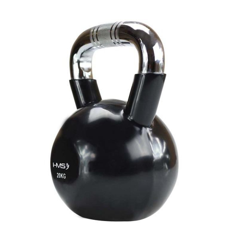 Kettlebell żeliwny uchwyt chrom radełkowany hms ktc20