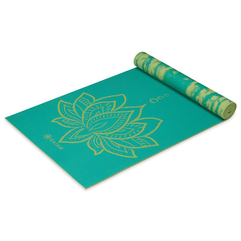 Mata do jogi dwustronna gaiam turquoise lotus 6 mm 62344