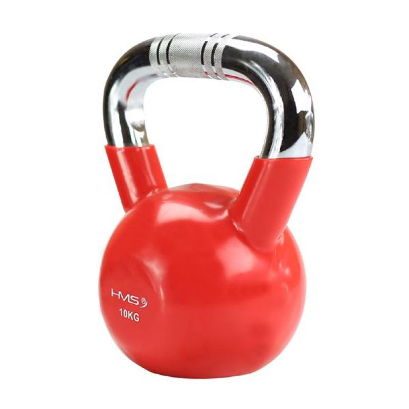 Kettlebell żeliwny uchwyt chrom radełkowany hms ktc10