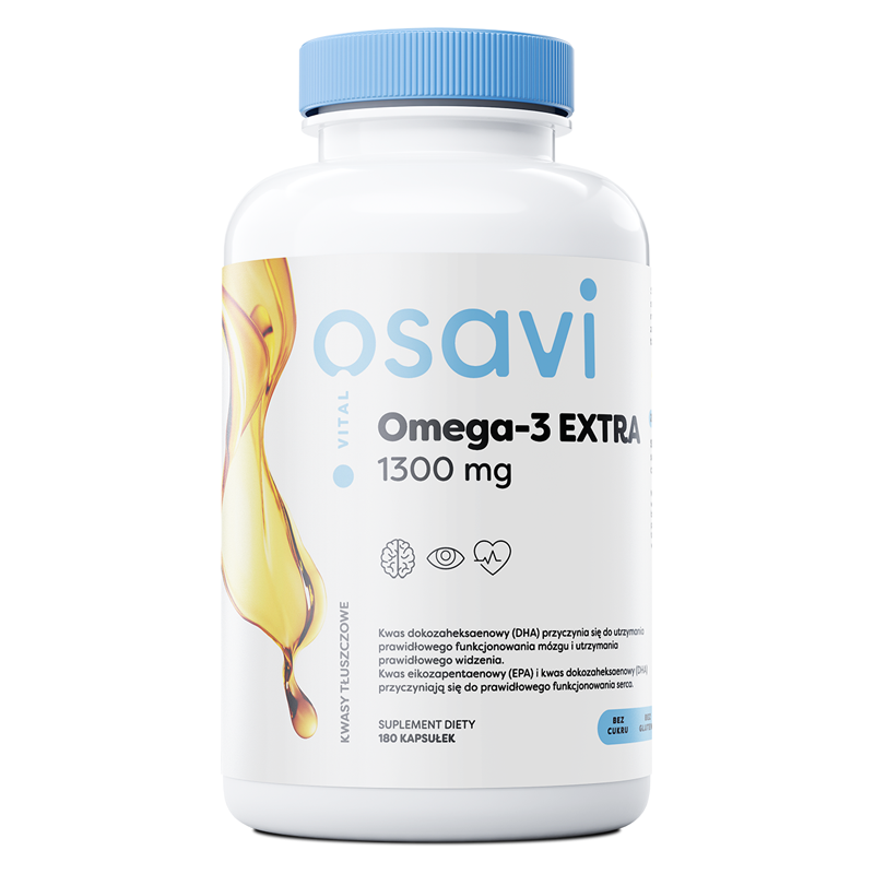 OSAVI Omega-3 Extra, 650 mg - smak cytrynowy (180 kaps.)