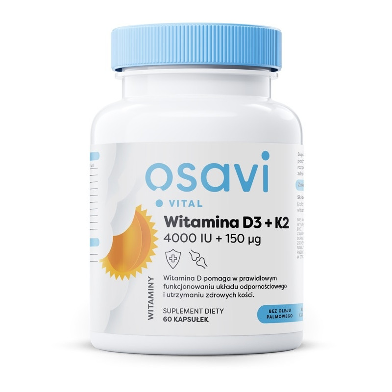 OSAVI Witamina D3 + K2, 4000 IU + 150 mcg (60 kaps.)