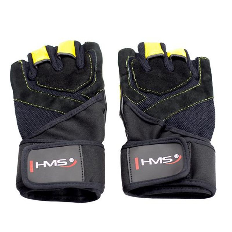 Rękawice na siłownię black/yellow hms rst01