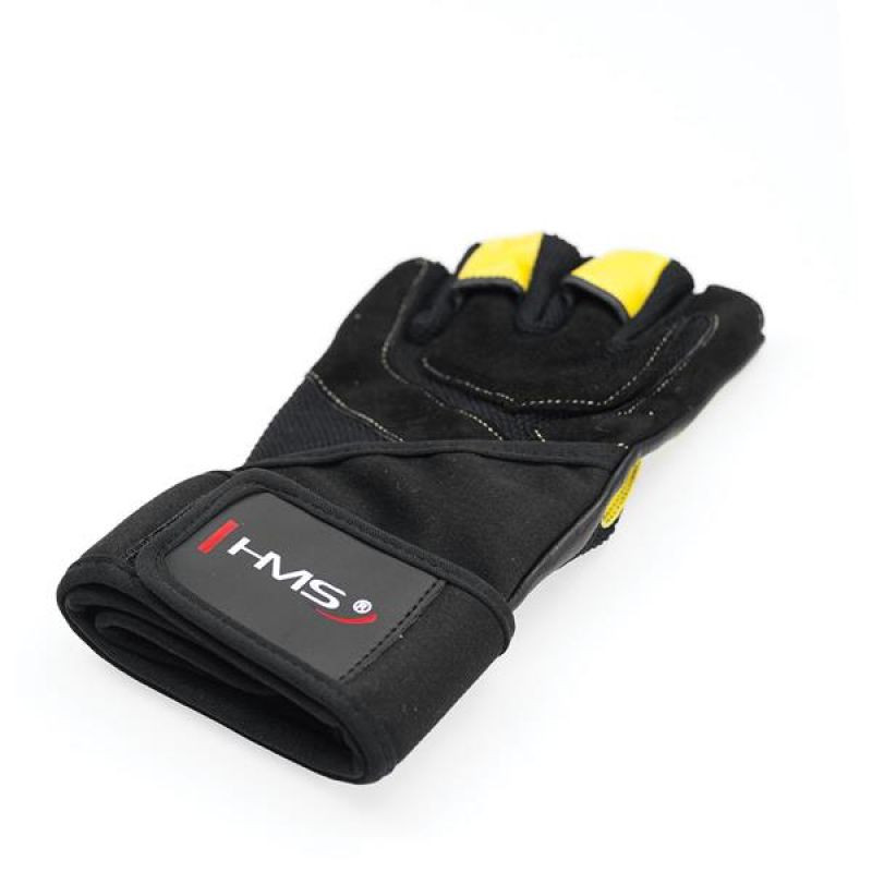 Rękawice na siłownię black/yellow hms rst01