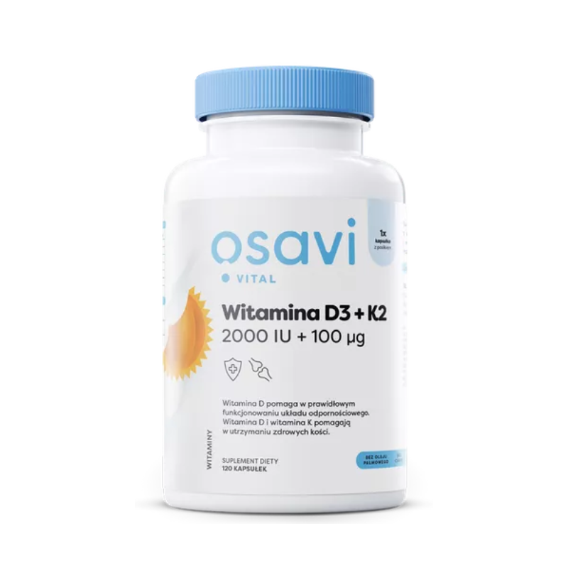 OSAVI Witamina D3 + K2, 2000 IU + 100 mcg (120 kaps.)