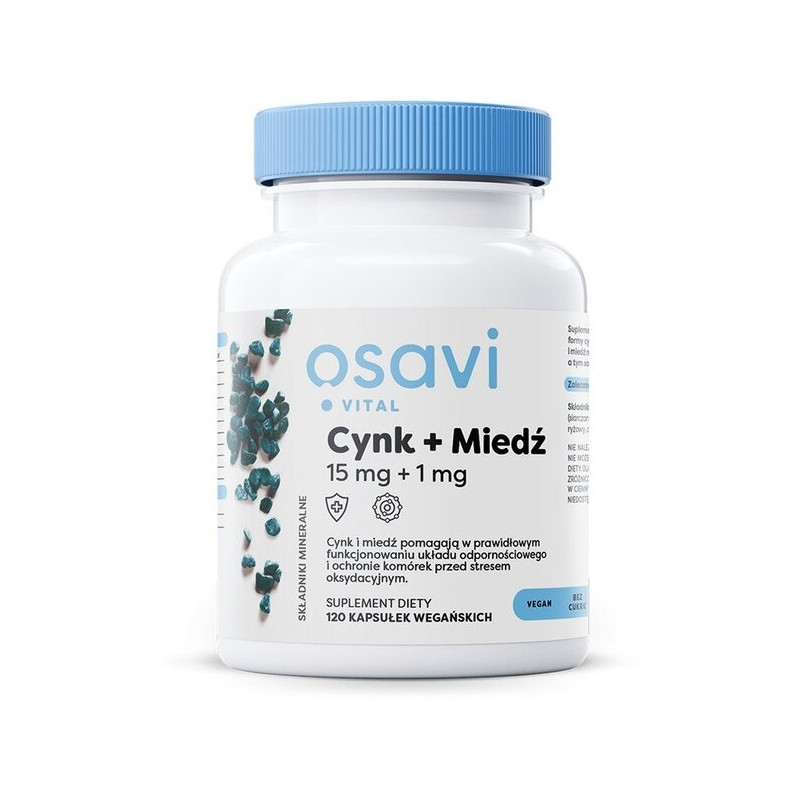 OSAVI Cynk 15 mg + Miedź 1 mg (120 kaps.)