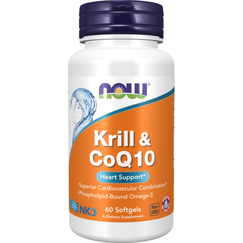 NOW FOODS Neptune Krill & Q10 - Olej z kryla 500 mg z Koenzymem Q10 50 mg (60 kaps.)