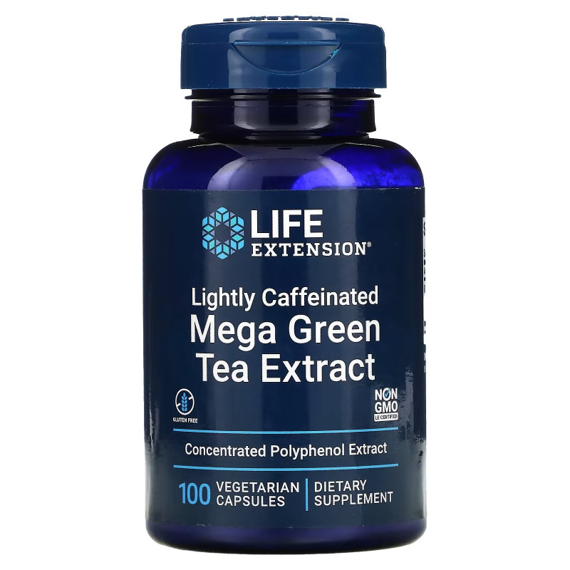 Life Extension Lightly Caffeinated Mega Green Tea Extract - Zielona Herbata Ekstrakt 725 Mg (100 Kaps.)