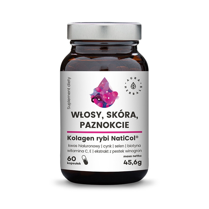 Aura Herbals Włosy, Skóra, Paznokcie - Kolagen Rybi (60 Kaps.)