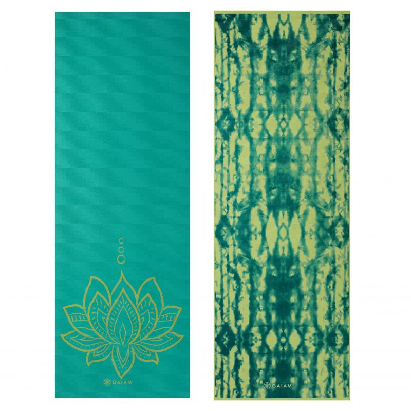 Mata do jogi dwustronna gaiam turquoise lotus 6 mm 62344