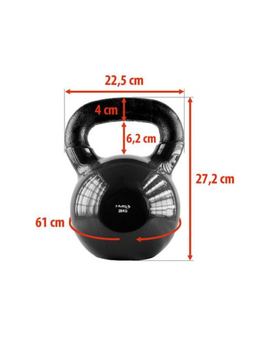 Kettlebell żeliwny pokryty winylem hms black knv28