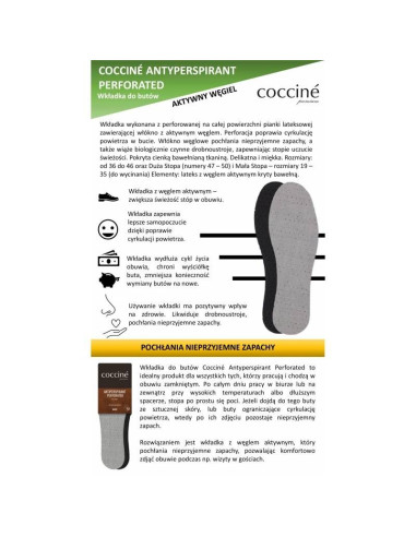 Wkładki do butów coccine antiperspirant perforated