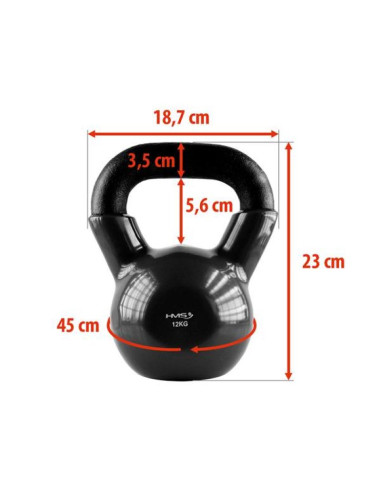 Kettlebell żeliwny pokryty winylem hms knv12