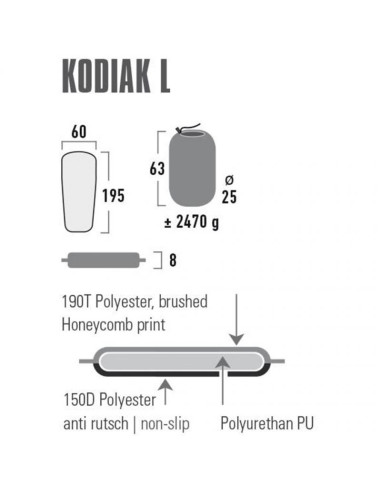 Mata samopompująca high peak kodiak l 195x60x8 41130