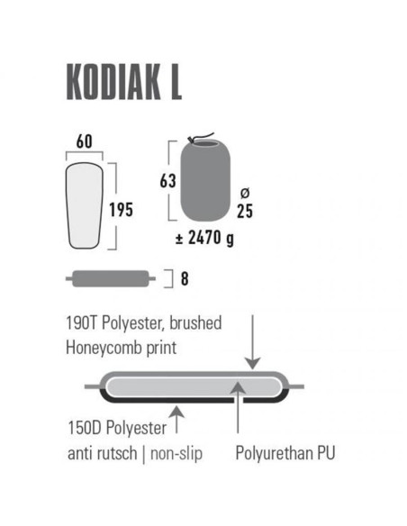 Mata samopompująca high peak kodiak l 195x60x8 41130