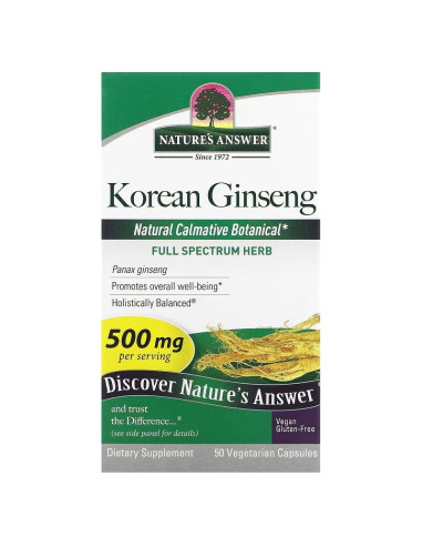Nature's Answer Korean Ginseng 500 Mg - Żeń-Szeń Koreański (50 Kaps.)