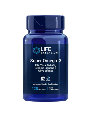 LIFE EXTENSION Super Omega-3 EPA/DHA z Lignanami Sezamowymi i Ekstraktem z Oliwek EU (120 kaps.)