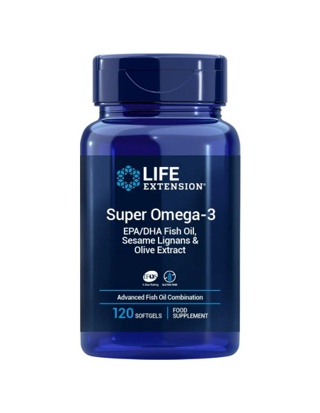LIFE EXTENSION Super Omega-3 EPA/DHA z Lignanami Sezamowymi i Ekstraktem z Oliwek EU (120 kaps.)