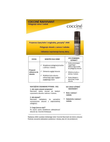 Preparat coccine bezbarwny renowator ravivant do zamszu i nubuku