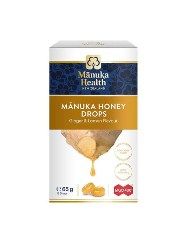 Manuka Health Cukierki Z Miodem Manuka Mgo™ 400+ I Witaminą C - Smak Imbirowo-Cytrynowy (65 G)