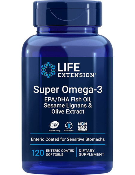 Super Omega-3 EPA/DHA z Lignanami Sezamowymi i Ekstraktem z Oliwek (120 kaps.)