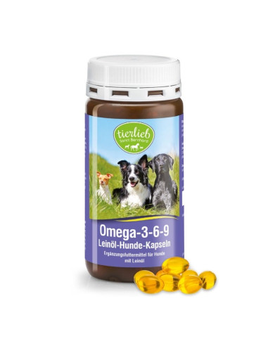 Tierlieb Omega 3-6-9 Z Olejem Lnianym Dla Psów (180 Kaps.)