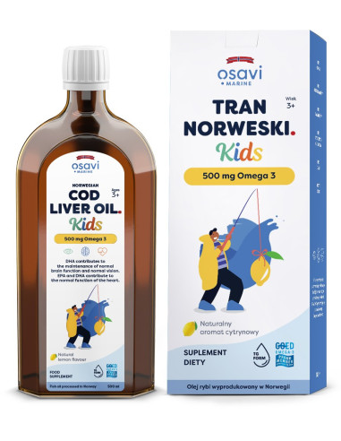 OSAVI Tran Norweski Kids 500 mg Omega 3 - smak cytrynowy (500 ml)